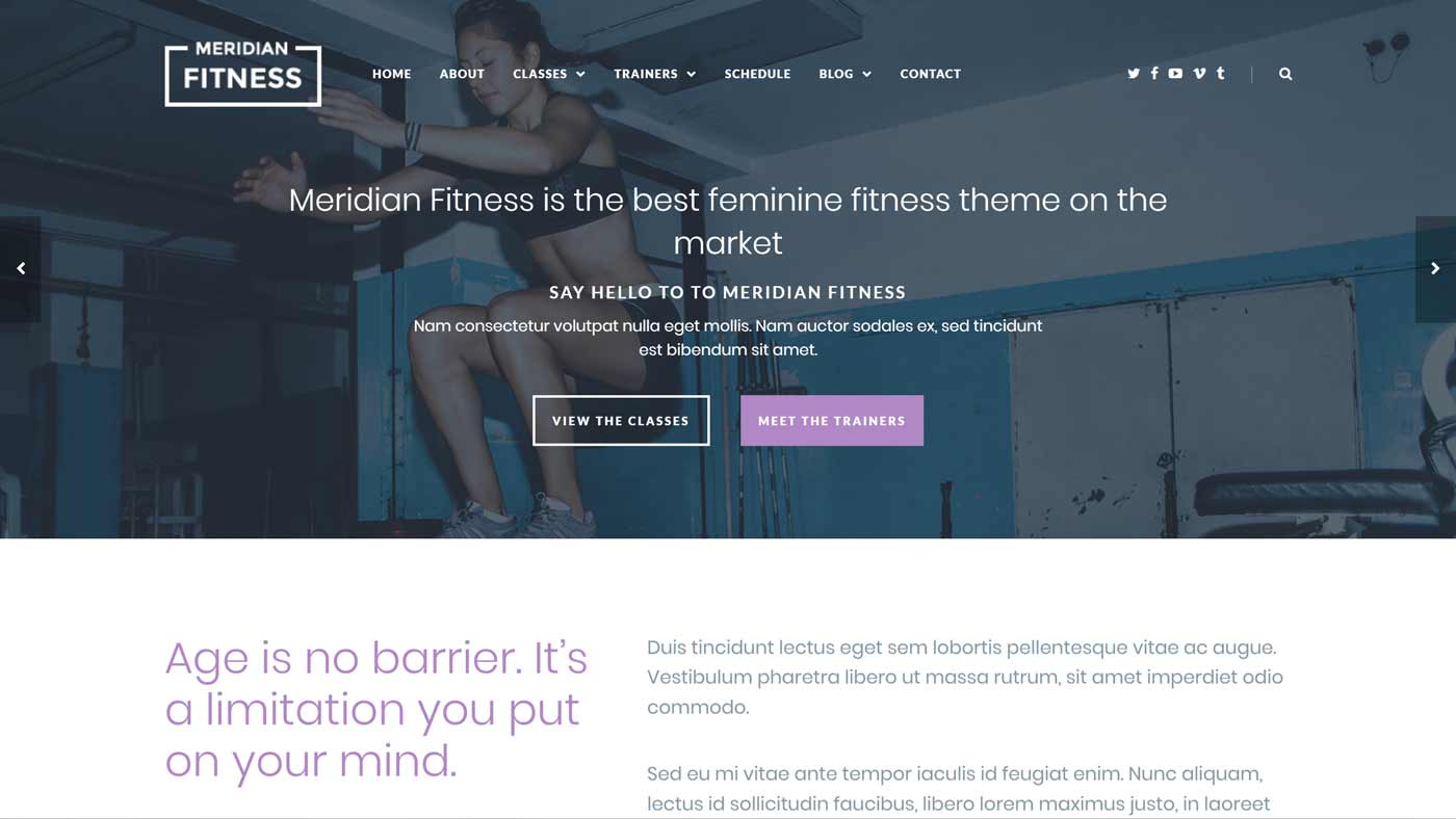 Tema Fitness para WordPress | Meridian Fitness