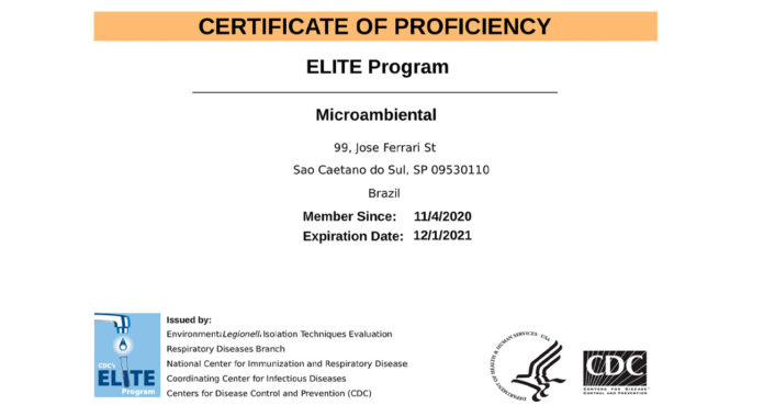 Microambiental obtém novamente acreditação pelo Programa Elite do CDC para Legionella